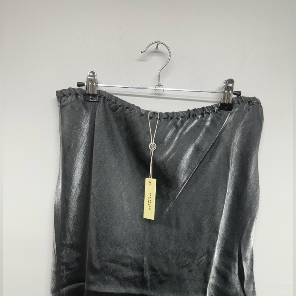 Max Studio Metallic Satin Skirt - Silver - NWT - Picture 7 of 10